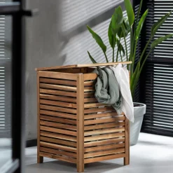 CASA Cesto De La Ropa|Acacia Cesta Para Colada De Lujo Negro, Natural