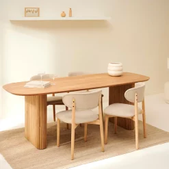 CASA Mesa De Comedor|Acacia Patas Mesa Listones Juego De 2 Natural