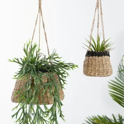 CASA Colgadores Para Plantas|Baku Macetero Colgante Negro, Natural