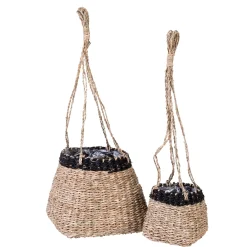 CASA Colgadores Para Plantas|Baku Macetero Colgante Negro, Natural