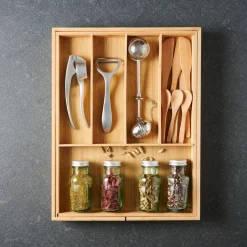 CASA Cestas De Cajonera|Bamboo Organizador Cajon Extensible Natural