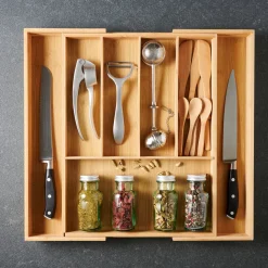 CASA Cestas De Cajonera|Bamboo Organizador Cajon Extensible Natural