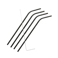 CASA Accesorios Coctéles|Bartender Juego De 4 Pajitas Con Escobilla Gris Oscuro