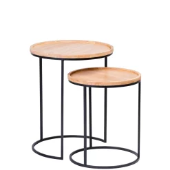 CASA Mesas Auxiliares|Gom Mesas Auxiliares Juego De 2 Negro, Natural