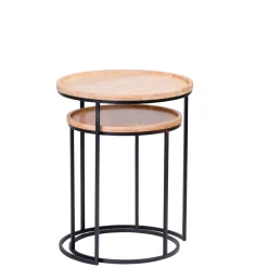 CASA Mesas Auxiliares|Gom Mesas Auxiliares Juego De 2 Negro, Natural