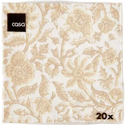 CASA Servilletas|Henna Flower Paquete De 20 Servilletas Rojo, Beis
