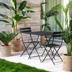 CASA Mesas De Jardín|Imperial Mesa Plegable Cuadrado Negro