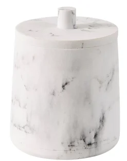 CASA Accesorios De Tocador|Luna Soporte De Algodones Con Tapa Aspecto De Marmol