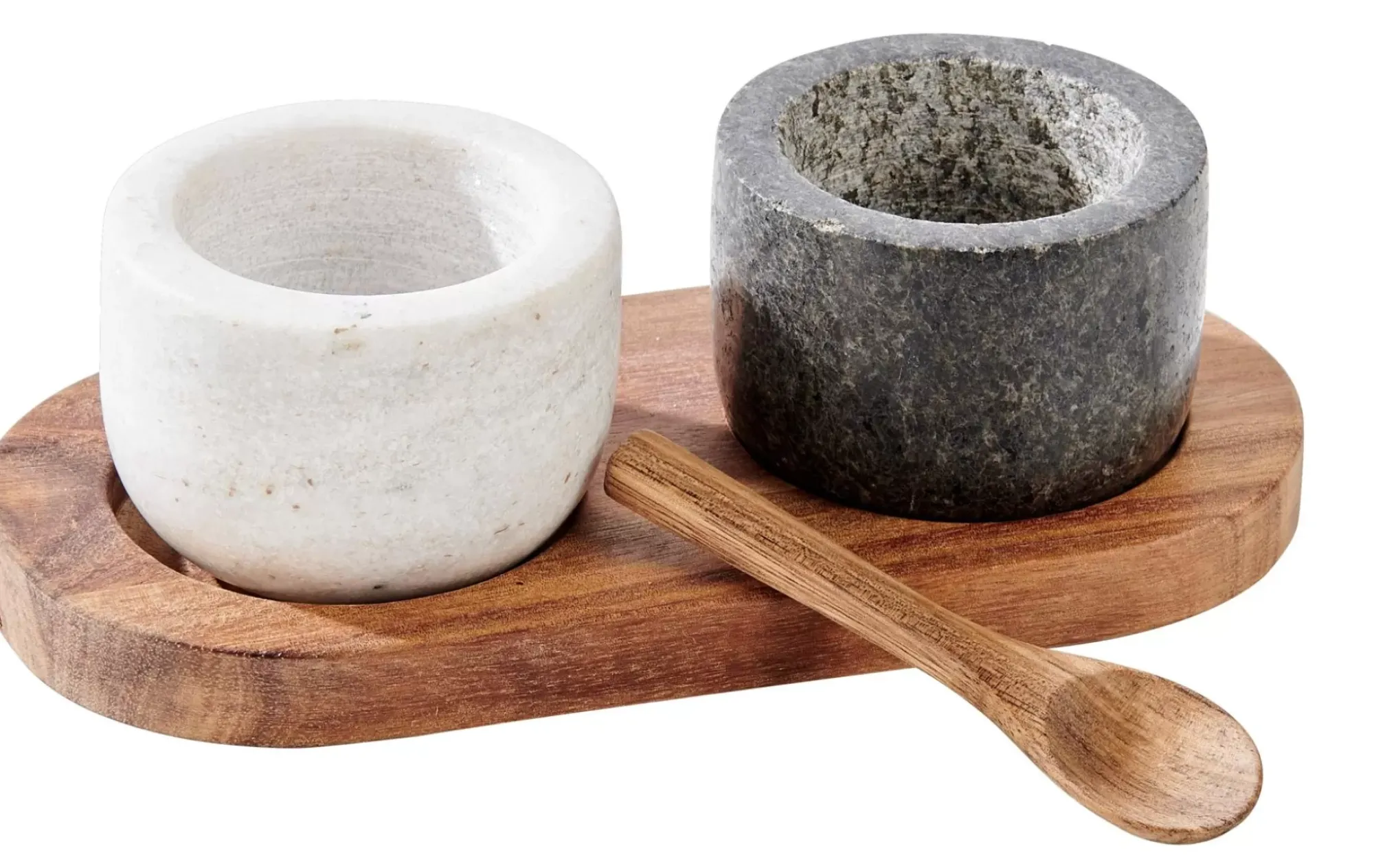 CASA Accesorios De Cocina|Marble Pimentero/Salero Con Cuchara Y Sop. Negro, Blanco, Natural