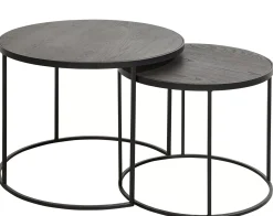 CASA Mesas Auxiliares|Memphis Mesas Auxiliares Juego De 2 Patas Negro