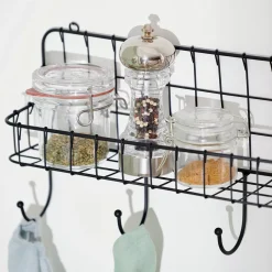 CASA Accesorios De Cocina|Oslo Organizador Cocina Con Ganchos Negro