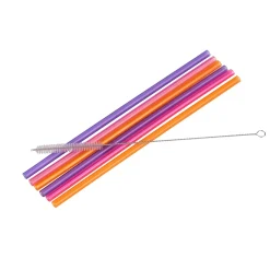 CASA Accesorios Coctéles|Slurp Pajitas Reutiliz Juego De 6 Mezcla De 3 Colores Naranja, Morado, Rosa