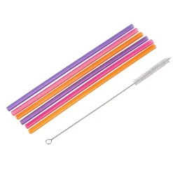 CASA Accesorios Coctéles|Slurp Pajitas Reutiliz Juego De 6 Mezcla De 3 Colores Naranja, Morado, Rosa
