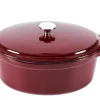 CASA Ollas|Stew Olla Hierro Fundido Ovalado Rojo Oscuro