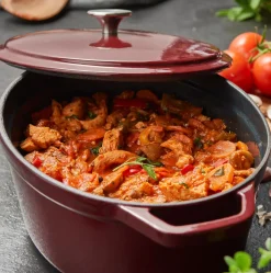 CASA Ollas|Stew Olla Hierro Fundido Ovalado Rojo Oscuro