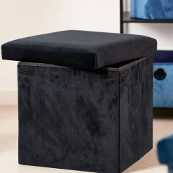 CASA Pufs De Almacenaje|Stor Puf Plegable Funcion Almac. Negro